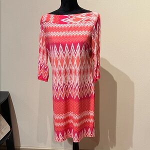 Donna Morgan Pink and White Zigzag Dress